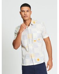 Ben Sherman - Short Sleeve Festival Checquerboard Print Shirt In Light Blue - Lyst