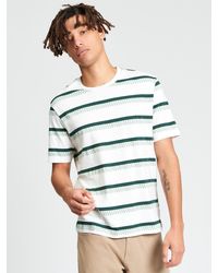 Ben Sherman - Short Sleeve Jacquard Stripe Tshirt In Snow White - Lyst