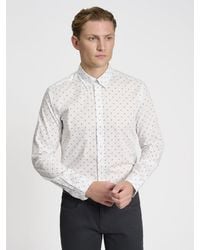 Ben Sherman - Long Sleeve Smart Print Shirt In White - Lyst