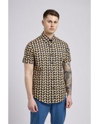 Ben Sherman - Short Sleeve Bauhaus Geo Print Shirt In Midnight - Lyst