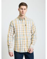 Ben Sherman - Long Sleeve Crepe Check Shirt In Dusky Blue - Lyst