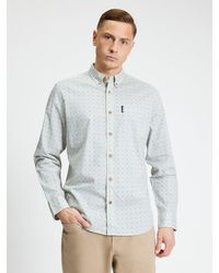 Ben Sherman - Long Sleeve Geo Stamp Print Shirt In Denim - Lyst