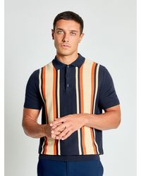 Ben Sherman - Short Sleeve Vertical Stripe Knitted Polo In - Lyst