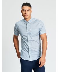 Ben Sherman - Short Sleeve Block Geo Print Shirt In Denim - Lyst