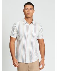 Ben Sherman - Short Sleeve Texture Stripe Shirt In Snow White - Lyst