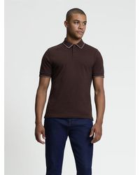 Ben Sherman - Short Sleeve Textured Checkerboard Polo In Dark Brown - Lyst