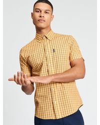 Ben Sherman - Short Sleeve Linear Gingham Shirt In Zest - Lyst