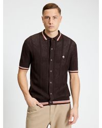 Ben Sherman - Short Sleeve Open Texture Button Through Knitted Shirt In - Lyst