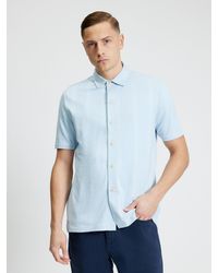 Ben Sherman - Short Sleeve Vertical Textured Pique Shirt In Powder Blue - Lyst