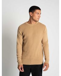 Ben Sherman - Textured Front Crew Sweater In Sand - Lyst