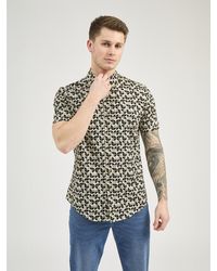 Ben Sherman - Short Sleeve Linear Print Shirt In Black - Lyst