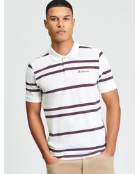 Ben Sherman - Short Sleeve Sports Stripe Polo In Snow White - Lyst
