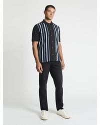 Ben Sherman - Button Through Stripe Polo Shirt In Black - Lyst