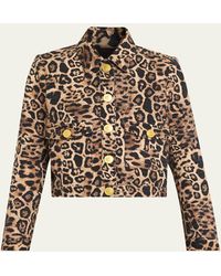 L'Agence - Nyx Leopard Tweed Cropped Jacket - Lyst