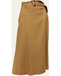 Veronica Beard - Arwen Belted Linen-blend Midi Skirt - Lyst