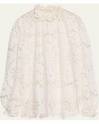 Zimmermann - Lexi Long-sleeve Embroidered Blouse - Lyst