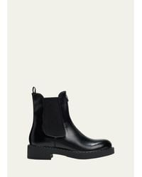 Prada - Chocolate Calfskin Chelsea Ankle Boots - Lyst