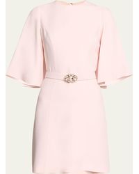 Andrew Gn - Wide-sleeve Crystal Belted Mini Dress - Lyst