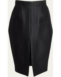 Saint Laurent - Striped Pencil Skirt With Front Slit - Lyst