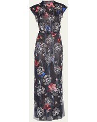 Giorgio Armani - Crystal-embroidered Satin Plunging Fringe Gown - Lyst