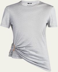 Versace - Medusa Pin-Gathered Jersey T-Shirt - Lyst