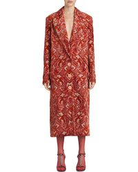 Burberry Damask Velvet Jacquard Coat - Red