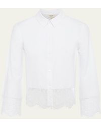 L'Agence - Levo Lace-trim Cropped Shirt - Lyst