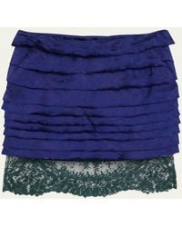 Saint Laurent - Lace-Hem Ruffled Jacquard Mini Skirt - Lyst