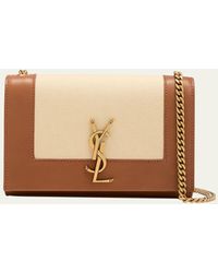Saint Laurent - Kate Small Ysl Wallet On Chain In Linen And Leather - Lyst
