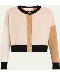 Marni - Colorblock Cashmere Crewneck Cardigan - Lyst