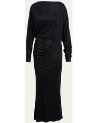 Khaite - Oron Long-sleeve Asymmetric Gathered Maxi Dress - Lyst