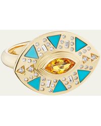 Harwell Godfrey - Cleopatra's Eye Statement Ring With Turquoise And Citrine - Lyst