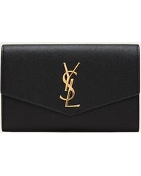 Saint Laurent - Uptown Ysl Wallet On Chain In Grained Leather - Lyst