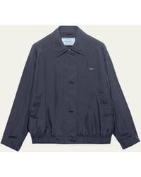 Prada - Silk Zip-Up Bomber Jacket - Lyst