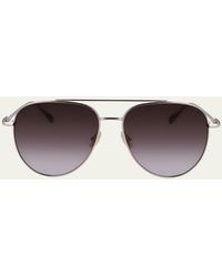 Ferragamo - Prisma Oversized Metal Aviator Sunglasses - Lyst