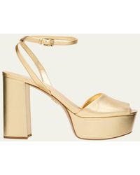 Prada - 115Mm Metallic Leather Platform Sandals - Lyst