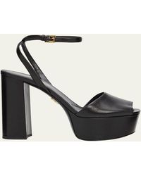 Prada - 115Mm Nappa Leather Platform Sandals - Lyst