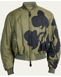 Alexander McQueen - Quilted Orchid-print Bomber Jacket - Lyst