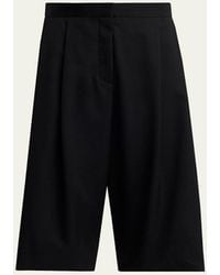 The Row - Kalyan Wide-Leg Wool Gabardine Shorts - Lyst