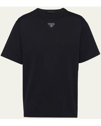 Prada - Jersey Triangle Logo T-shirt - Lyst