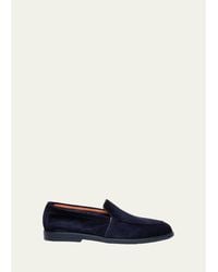 Santoni - Malibu Suede Slip-On Sport Loafers - Lyst