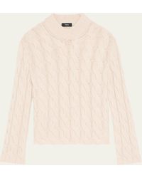 Theory - Wool-cashmere Mock-neck Cable Sweater - Lyst