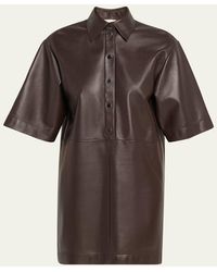 Michael Kors - Leather Elbow Sleeve Short Dress - Lyst