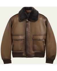 Berluti - Leather & Shearling Collar Bomber Jacket - Lyst