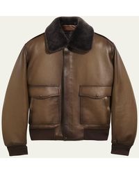 Berluti - Leather & Shearling Collar Bomber Jacket - Lyst
