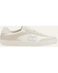 Gucci - G75 Suede And Leather Sneakers - Lyst
