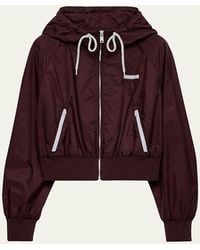 Prada - Hooded Drawstring Zip-Up Jacket - Lyst