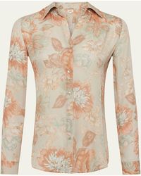 L'Agence - Nina Soft Pastel Vintage Floral Silk Blouse - Lyst