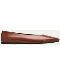 Prada - Brushed Leather Ballerina Flats - Lyst