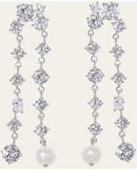 Completedworks - Trickles Rhodium-plated Sterling Silver Earrings With Cubic Zirconia And Pearls - Lyst